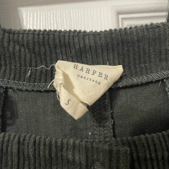 Dark Green Corduroy Overall Dress with Pockets - Picture 3 of 4